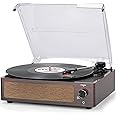 Vintage Record Player with Speakers Turntable for Vinyl Records Belt-Driven Turntable 3-Speed 3 Size Wireless Playback Headphone AUX-in RCA Line LP Vinyl Players Auto Stop Wood Red