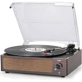 Vintage Record Player with Speakers Turntable for Vinyl Records Belt-Driven Turn Table 3-Speed Full Size Wireless Playback He