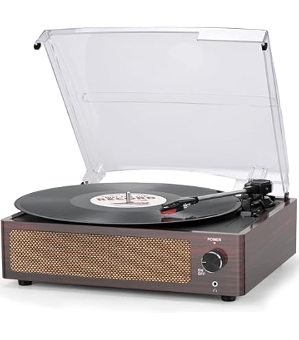 FYDEE Vinyl Record Player with Bluetooth and Built-in Speakers