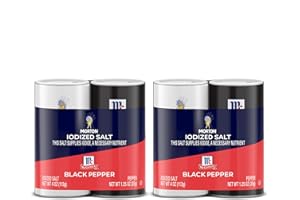 Morton Shaker Set - Iodized Salt (4 oz) & McCormick Ground Pepper (1.25 oz), 2-Piece Set (Pack of 2) for Cooking & Seasoning