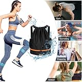RYACO Drawstring Backpack Gym Bag Large Water Resistant With Pockets Black & view 6