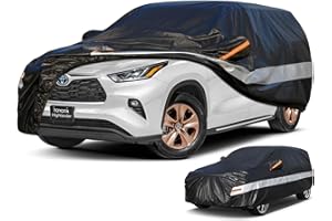 Holthly 10 Layers SUV Car Cover Custom Fit for Toyota Highlander (2007-2025) Waterproof All Weather for Automobiles, Outdoor Full Cover Sun UV Rain Protection with Cotton.Black