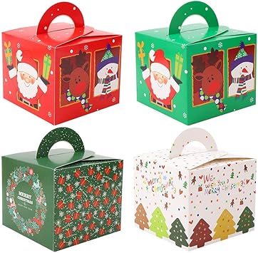 Amazon Co Jp クリスマスデコレーション32個クリスマスキャンディーボックスクリスマスギフトボックスクリスマスケーキボックス クラフトペーパーパーティーフェイバーギフトボックスハンドル付きクリスマスカップケーキスイーツキャリアバッグボックススノーマン