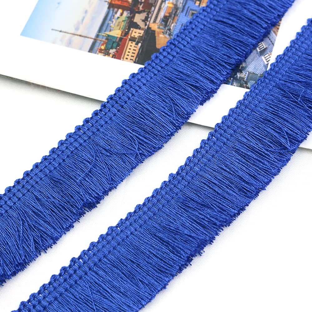 1 Metre 2.5cm Tassel Fringe Tape Cut Fringe Decorative Ribbon Decorative Border Dance Fringe Sewing Accessories for Clothes,Costumes,DIY Sewing,Curtains,Tablecloths,Table Runners,Decoration,Dark Blue
