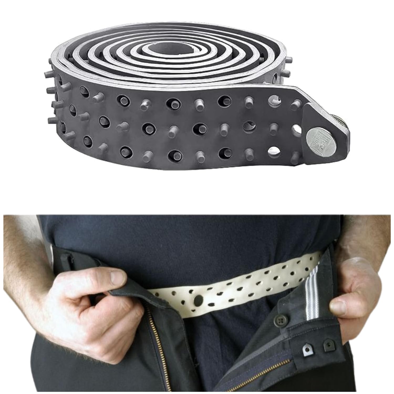 Photo 1 of Hero's Pride Shirt Tailor Rubber Belt - Adjustable Shirt Stays for Men - Non-Slip Shirt Keepers For Law Enforcement - Stay Tucked In Appearance (Grey, 60")