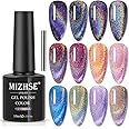 MIZHSE 10ml Universal Rainbow Cat Eye Gel Nali Polish Laser Holographic 9D Cat Eye Gel Polish Soak Off LED U V Gel Nail Art Varnish with Magnetic