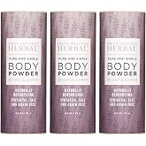 Talc Free Body Powder for Women, Lavender Clary Sage Vetiver Essential Oils, Dusting Powder, Cornstarch Free Talcum Powder, Waxing Bath Hair Powder, Ora&rsquo;s Amazing Herbal, Blissful Earth 2.5 oz 3 Pack