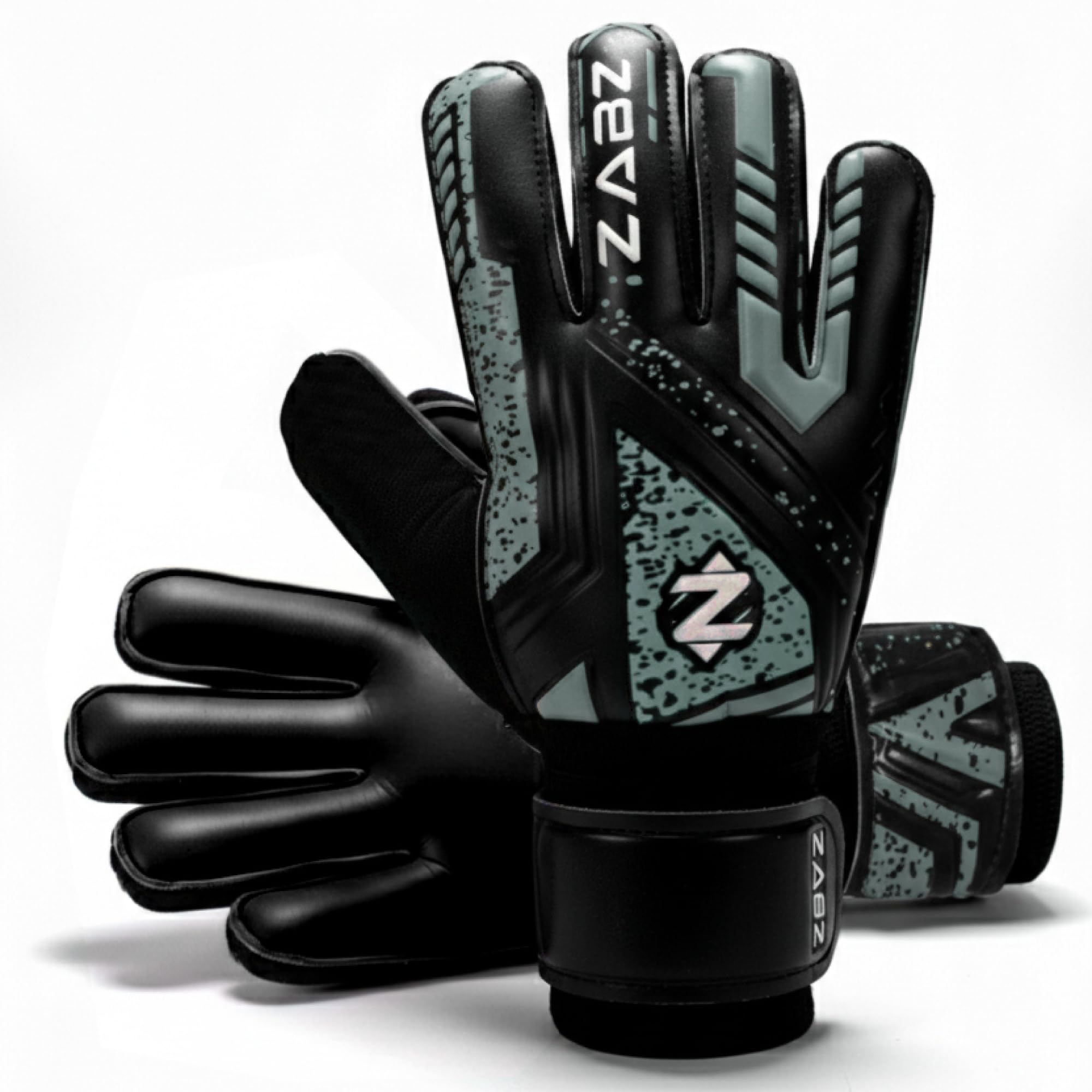 ZABZ Goalkeeper Gloves Non-slip Latex Material Soccer Goalie Football Goalkeeping Gloves Wrist Protection For Kids Youth and Adults (Grey, Size 2 suitable for 4 to 5 years old)