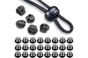PUSNMI Spring Cord Lock, End Stopper Fastener Slider Toggles Clip 30pcs Double Hole Spring Plastic Lock End Toggle Clip for Shock Cord, Drawstring, Elastic Cord, Shoelace Locks, Parachute Buckle