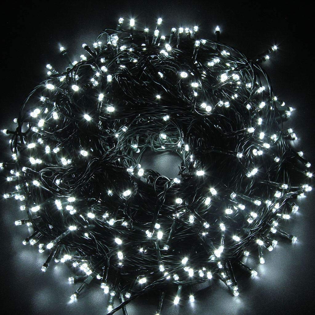 SHATCHI 1000LEDs Christmas Tree Fairy String Lights 100m Lit - Multifunction 8 Light Modes, Timer, Memory, Indoor/Outdoor Low Voltage Waterproof Home Decorations, Cool White