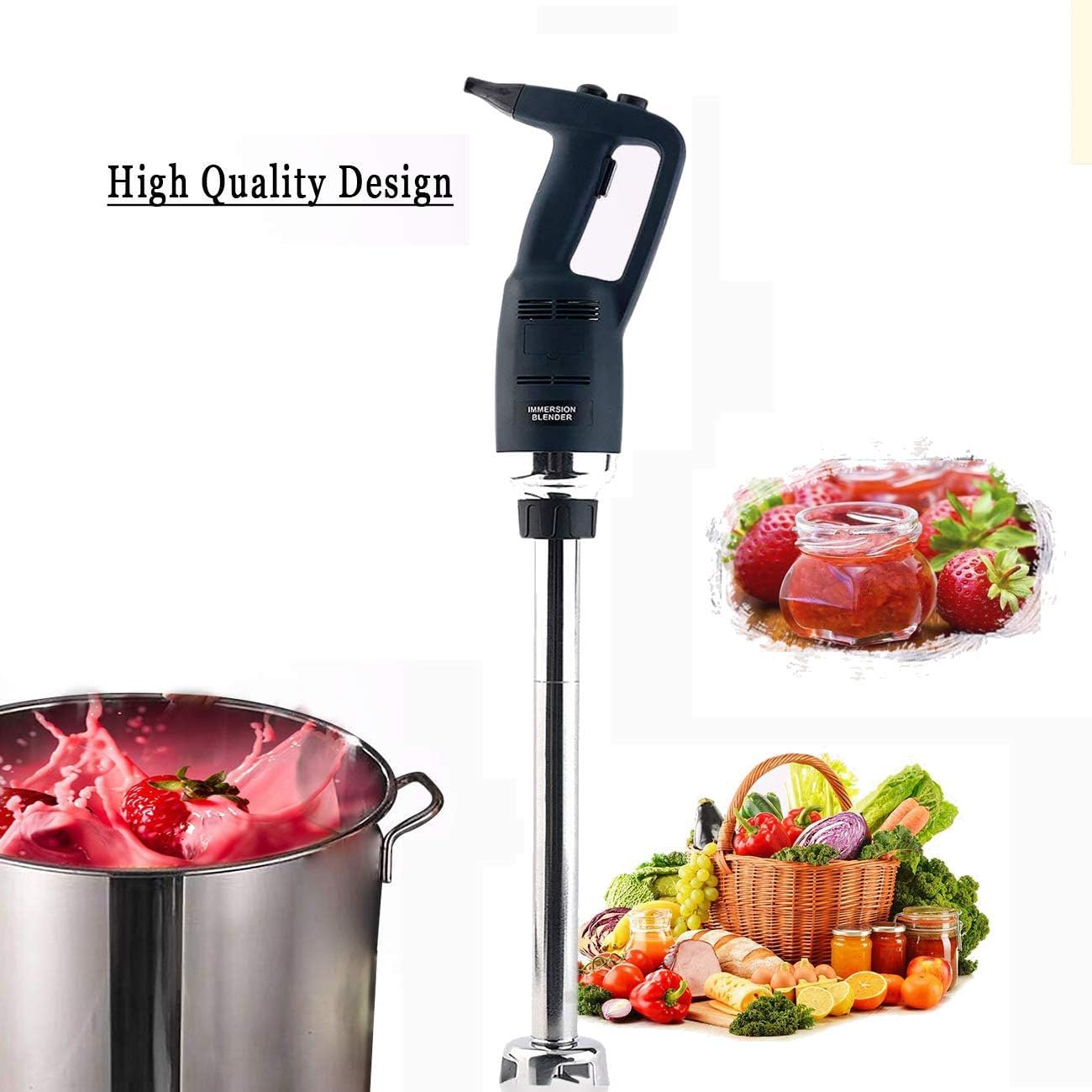 Li Bai Commercial 14’’ Immersion Blender 750 Watt Electric Hand Mixer With Detachable Shaft Power 2500rpm to 15000rpm Capacity 304 Stainless Steel Variable Speed: Kitchen & Dining