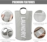 DOKEHOM 82L Large Collapsible Laundry Basket with Aluminum Handle Grey view 7