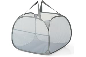 Kimmama Collapsible Mesh Laundry Basket, Foldable Pop Up Laundry Hamper with Side Pocket, Removable Clothes Storage Bin with Handle for Laundry Room, College Drom, Bathroom, Kid Room, Travel, 95L