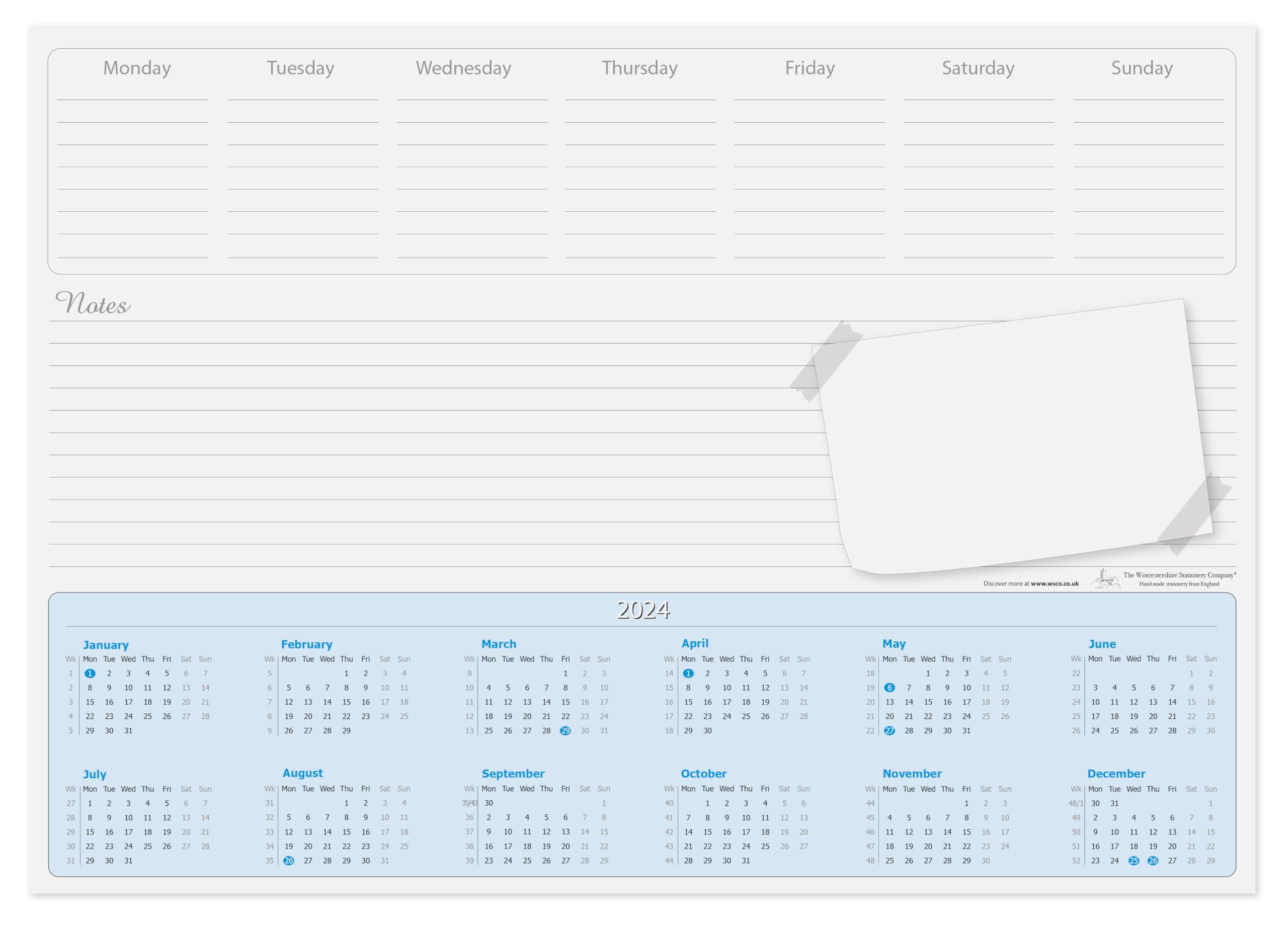 A3 calendar desk pad, 2026, 50 sheets per pad
