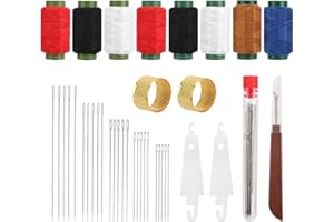 JSRQT 39 Pcs Big Eye Sewing Needles Kit,Stainless Steel Hand Sewing Tool Set with Threader, Seam Ripper, Threads and Thimbles