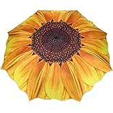 OURSKY Windproof Travel Umbrella - Compact Folding Portable with Sunflower Pattern - Golf Umbrella for Rain Sun Men and Women Outdoor, Wedding, Gifts - Yellow