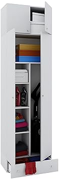 VCM Schrank Staubsauger Universal Mehrzweckschrank Putzschrank Holz Weiß 238 x 70 x 40 cm 'Vandol' Auswahlmöglichkeiten
