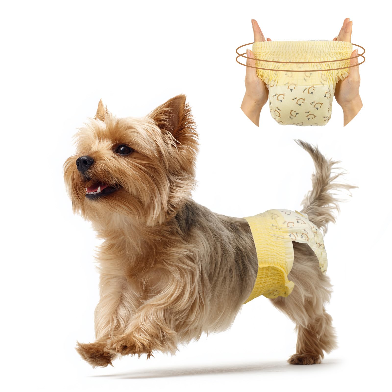 Photo 1 of FurVeluxia Dog Diapers Female, Pull It Up Disposable Puppy Diapers with 360° Stretchy Waist, Super Absorbent Leak-Proof Doggie Diapers for Playful Dogs, Dog Walking, Gaming(XS,30PCS)