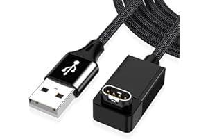 AGVEE 2 Pack 6.6ft Charger for Garmin Watch, L-Shape Zero Gap Charging Cable for Fenix, Forerunner, Vivoactive, Instinct, Venu, Tactix, Approach, D2, Quatix Series, Right Angle Braided, Black