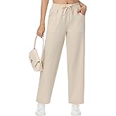 YuKaiChen Womens Pants Baggy Wide Leg Casual Elastic Waisted with Pockets