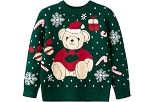 PERDECA Toddler Boy Girl Sweatshirt Christmas Kids Knit Sweatshirt Pullover Sweater elk Tops Warm Deer Tees 1-6T Red