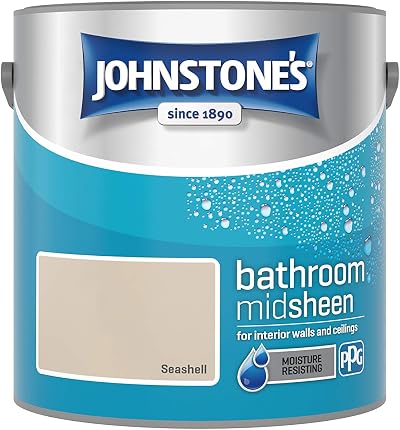 Johnstones Bathroom Paint Seashell Mid Sheen 2.5L Stain Blocker 12m2