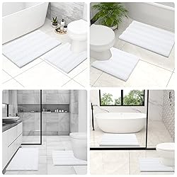 Grandaily Chenille Striped Toilet Rugs