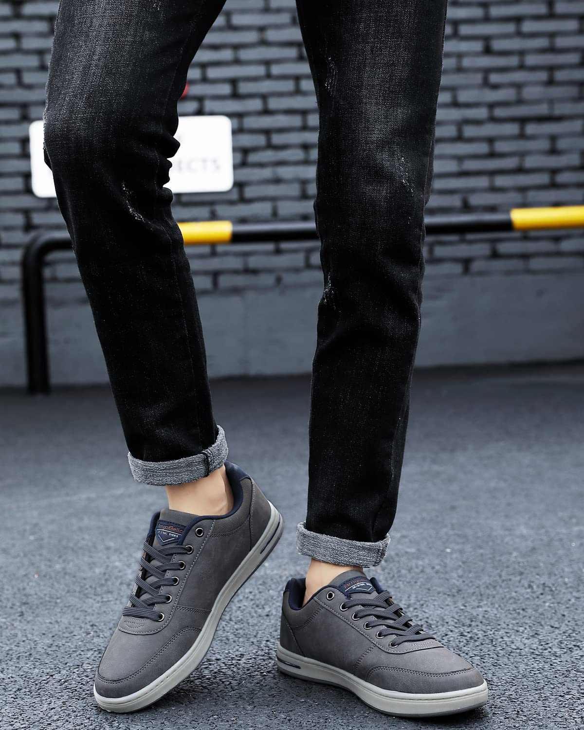 ARRIGO BELLO Freizeitschuhe Herren Sneaker PU Leder Walkingschuhe Atmungsaktive Athletic Formal Classic Sportschuhe 41-46, Mid Dunkelgrau, Größe 46 3