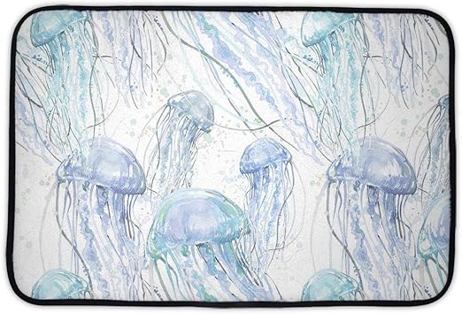 Alfombrillas antideslizantes para el suelo Conjuntos de medusas azul
