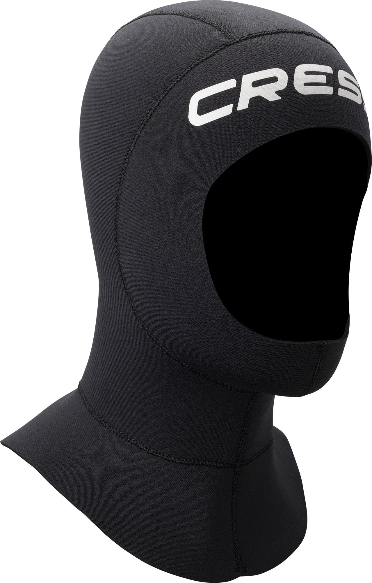 Cressi Resilient Long Hood 3mm L - Unisex Hood with Extended Collar in Black Double lined 3 mm Neoprene for Diving Snorkelling and Water Sports, L