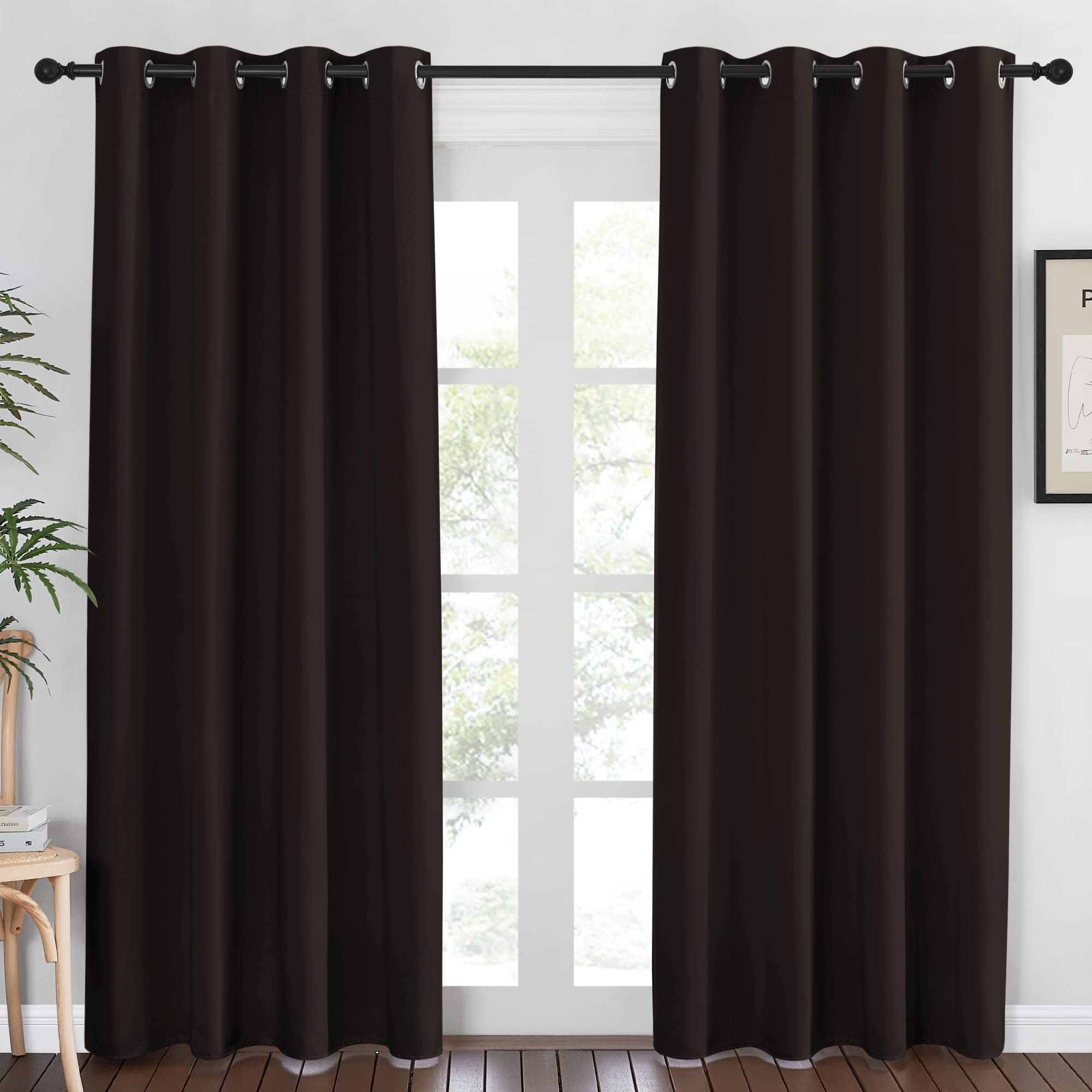 Photo 1 of NICETOWN Blackout Room Darkening Curtain Panel - (Toffee Brown Color) Window Treatment Panel for Home Theater, Noise Reducing Drape/Drapery, 52 inches Wide by 84 inches Long, 1 Piece