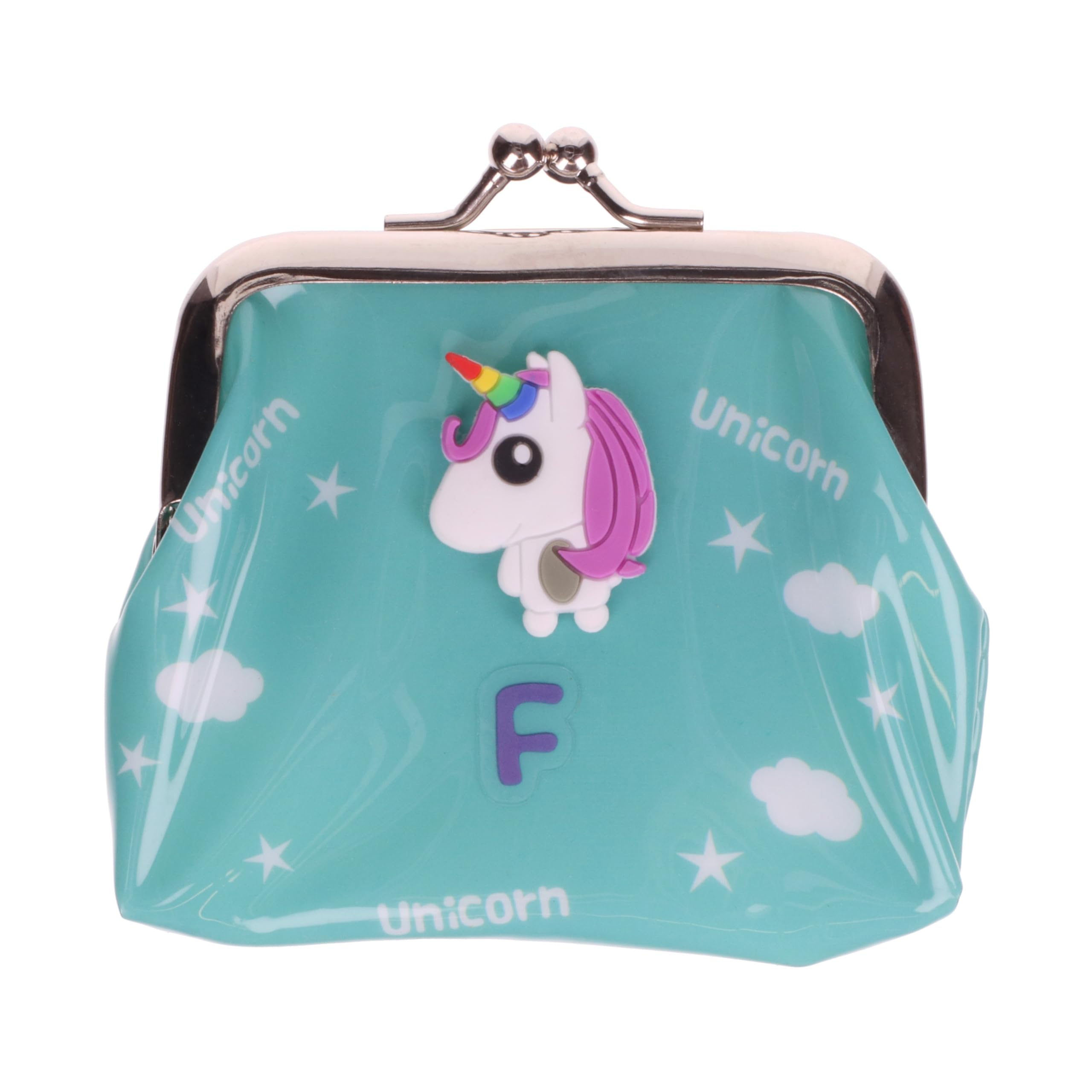 Purse Pals Girls Personalised F Initial Letter Unicorn Coin Purse PVC Kids Animal Character