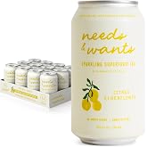 Needs &amp; Wants Sparkling Tea - Citrus Elderflower, 10.5oz Cans (12 Pack) | Organic Superfruit Tea with Cascara, Elderflower &amp; Citrus, Lightly Sweet with Bright Floral Aroma and Clean, Crisp Finish