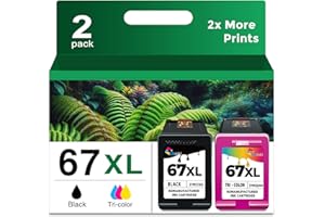 UBINKI 67XL Ink Cartridge Black/Color Combo Pack Replacement for HP Ink 67 67XL HP67 XL HP67XL for 2700 2700e 2752 2752e 2742e 2755e 4100 4100e 4152e 4155e 6000 6055e 6400 6458 6458e 6455e Printer