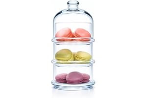 ums 3 -Tier Glass Stackable Jar - Clear Apothecary Jars with Lid - Storage Container and Organizer for Food, Candy, Biscuit, 