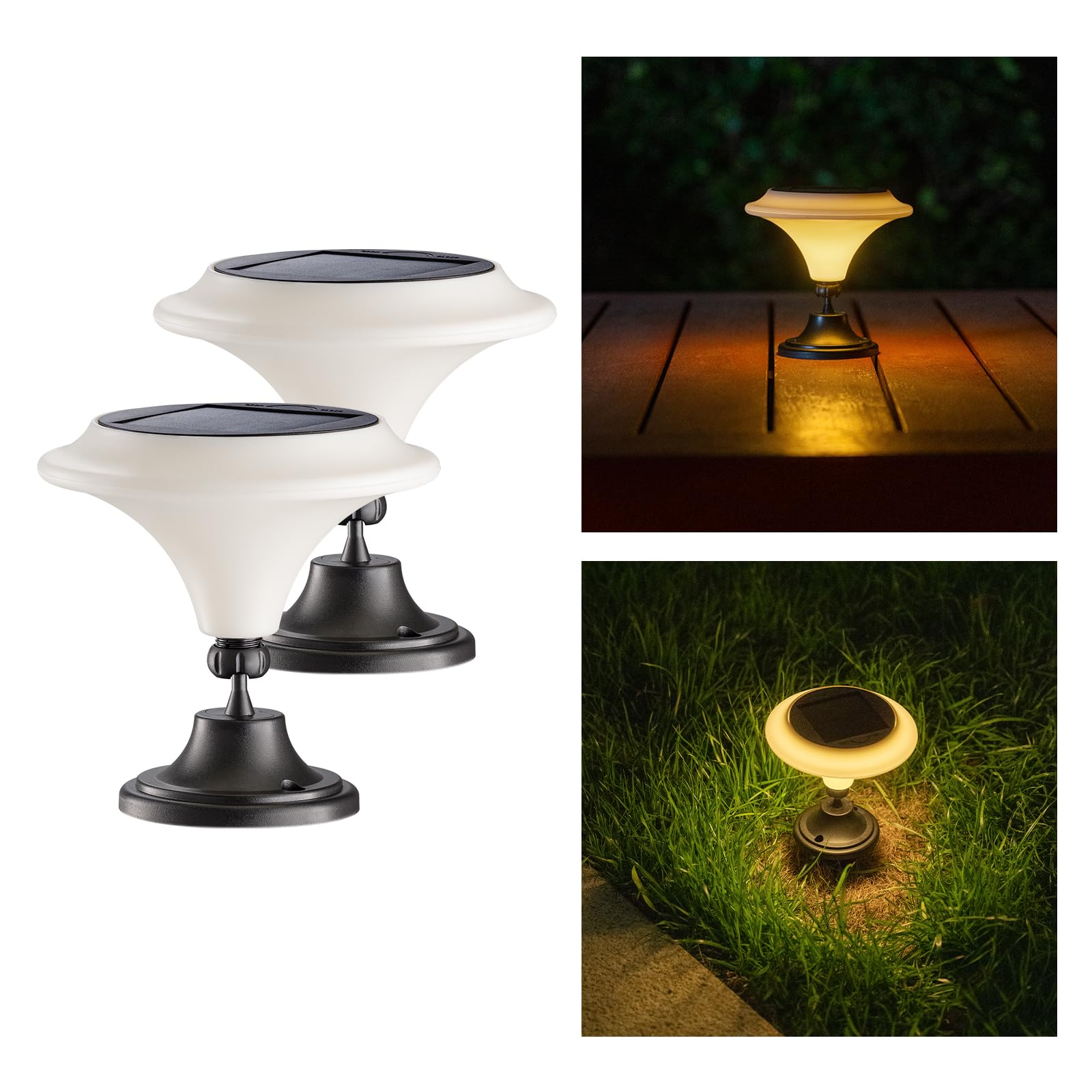 Photo 1 of 1pc  OPOIRA Solar Table Lights Outdoor, bClassic Martini-Shaped Lanterns with Base & Ground Stakes, Waterproof LED Solar Powered Decorative Lights for Patio Table Garden Path (Warm White)