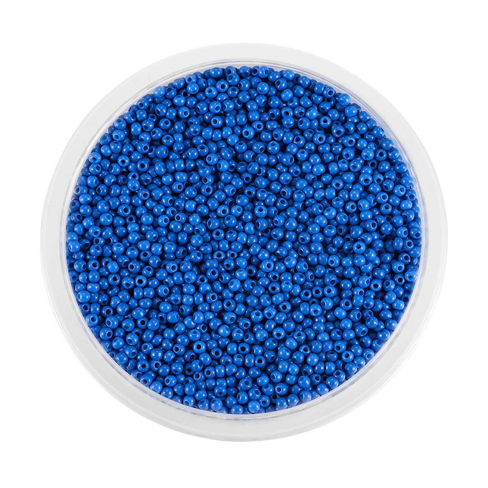 Around 9000pcs Opaque Glass Seed Beads Round Pony Bead Mini Spacer Beads 2mm for Jewellery Making Hair Accessories Beadwork Craft (Royal Blue)