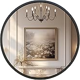 G-LEAF Black Round Mirror 32 inch Circle Mirror for Bathroom Vanity, Entryway, Living Room, Round Bathroom Mirror for Wall