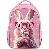 Kids Backpack Lightweight Durable Medium Teens Kids Backpack for School Boys and Girls Bookbag with Adjustable Shoulder Straps & Padded Back 17 Inch School bags with 3D Rabbit Reflective Cartoon