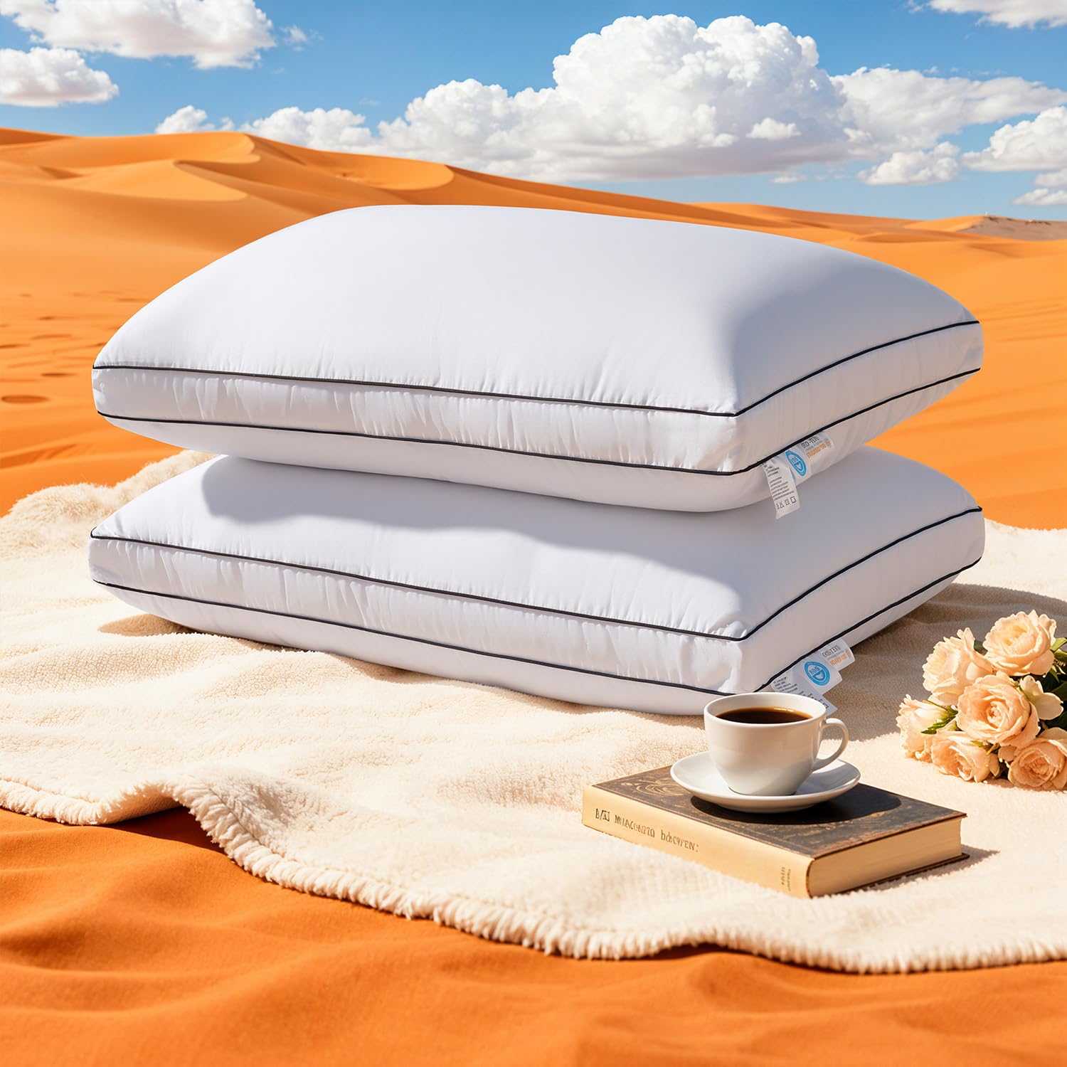 Photo 1 of AiAngu Premium Canadian Goose Down Pillow Queen Size Set of 2 Pack, 900+ Fill Power, 100% Cotton Shell, Luxury Hotel Quality Bed Feather Pillow for Side Back Stomach Sleepers(White,20" x 30")