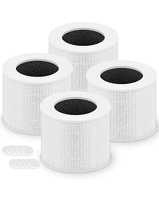 PETOX Core Mini Replacement Filter for LEVOIT Core Mini and Core Mini-P Air Purifier, 3-in-1 H13 Grade True HEPA and High-Efficiency Activated Carbon, Core Mini-RF, 4 Filter & 10 Fragrance Sponge