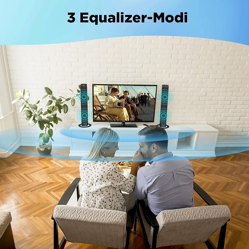 Soundbar für TV Geräte, Teilbare 2-in-1 Set of TV Soundbar, Auto-Volume-Boost, 3 Sound Modi, Surround Soundsystem, Bluetooth 5.3, ARC/Opt/Aux, TV Lautsprecher für Fernseher, Monitor, 1pcs — Foto 8 von 8