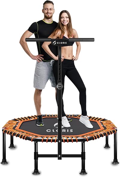 CLORIS 48 Inch Foldable Fitness Trampoline with Adjustable Handle 400/450 lbs
