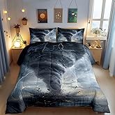 3D Tornado Comforter Set for Teens Lightning Bedding Set Natural Disaster Bedding Home Decor for Kids Comforter Twin Size 2 Pcs Tornado Pattern Quilted Duvet Set 1 Comforter with 1 Pillowcase