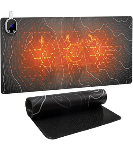Mymyth Heated Desk Pad, Warm Mouse Pad, Foot Warmer - 8 Speeds Heated Control With Digital Display - 31.5''×17.5" Extended Edition Gaming Mouse Mat - Auto Shutoff