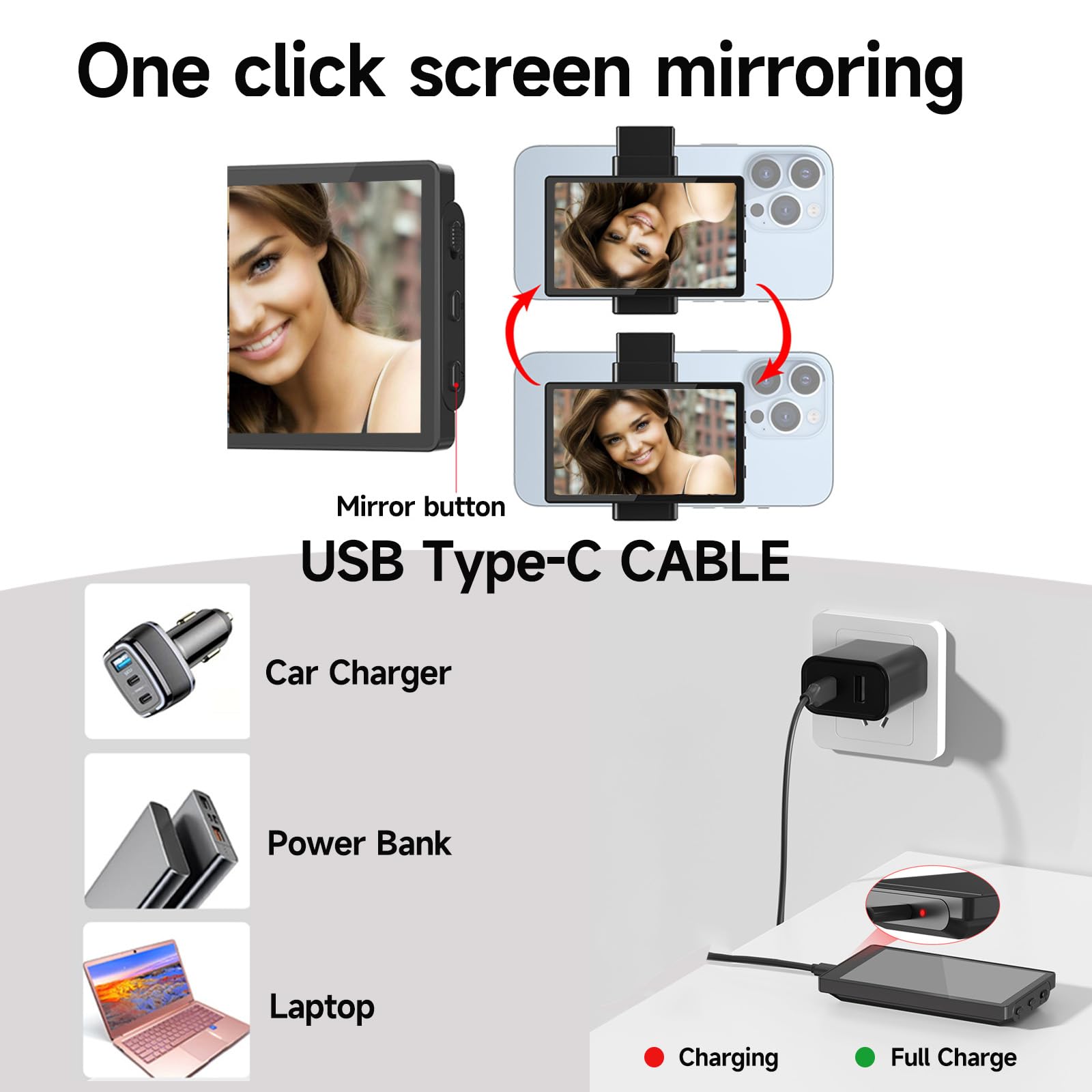 Specchio Selfie Per Fotocamera Posteriore | Clip Per Telefono, Compatto, Con Panno In Velluto, Per Vlog E Ritratti