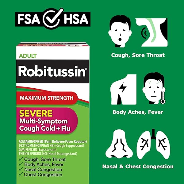 ROBITUSSIN CF MAX, SEVERE MULTI-SYMPTOM RELIEF FROM COUGH, COLD, AND FLU – ADULT FORMULA, 4 FL OZ