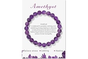 SONNYX 1PCS Healing Crystal Stone Bracelets for Women Men Semi-Precious Gemstone Bracelets 8mm Round Beads Stretch Beaded Bracelet Jewelry Gifts