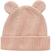 Hadetoto Cotton Baby Beanie Winter Knitted Hat with Bear Ear for Infant Toddler Boys Girls Soft Warm Skull Cap