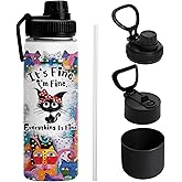 DUUV Cat Gifts for Women, 18 Oz Cat Water Bottle, Cats Lover Gifts for Birthday Christmas Thanksgiving, Cute Cats Thermos for Mom Sister Friends, Sport Water Bottle for Gym Travel, 1PCS
